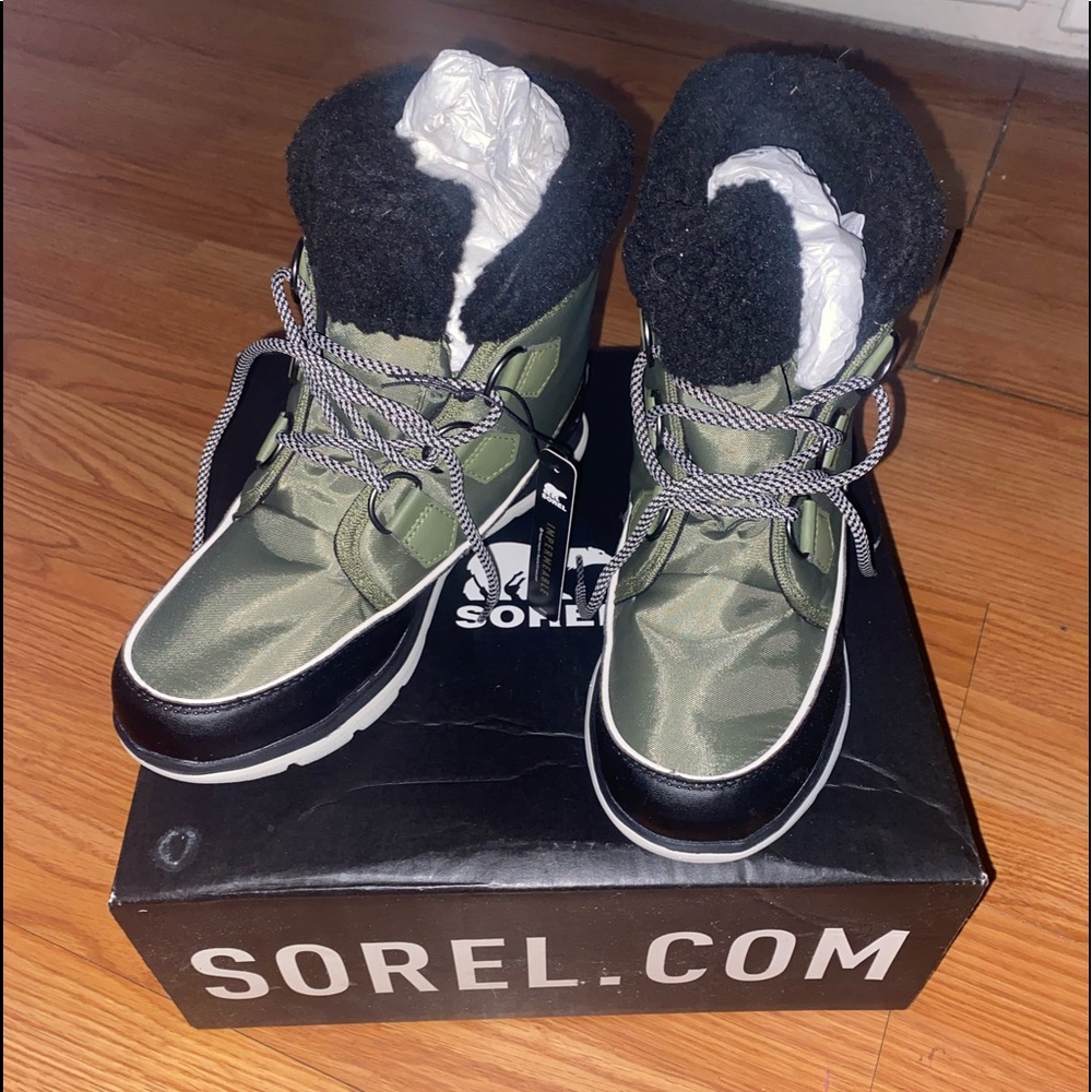 Sorel Explorer Carnival Weather Boots NEW sz 9 olive - Picture 5 of 9